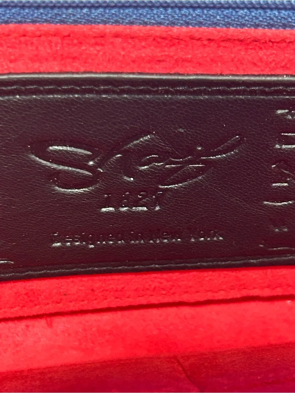 Sharif Legacy Pearlized Leather Wallet in Metallic Blue Approx.. 7 x 5